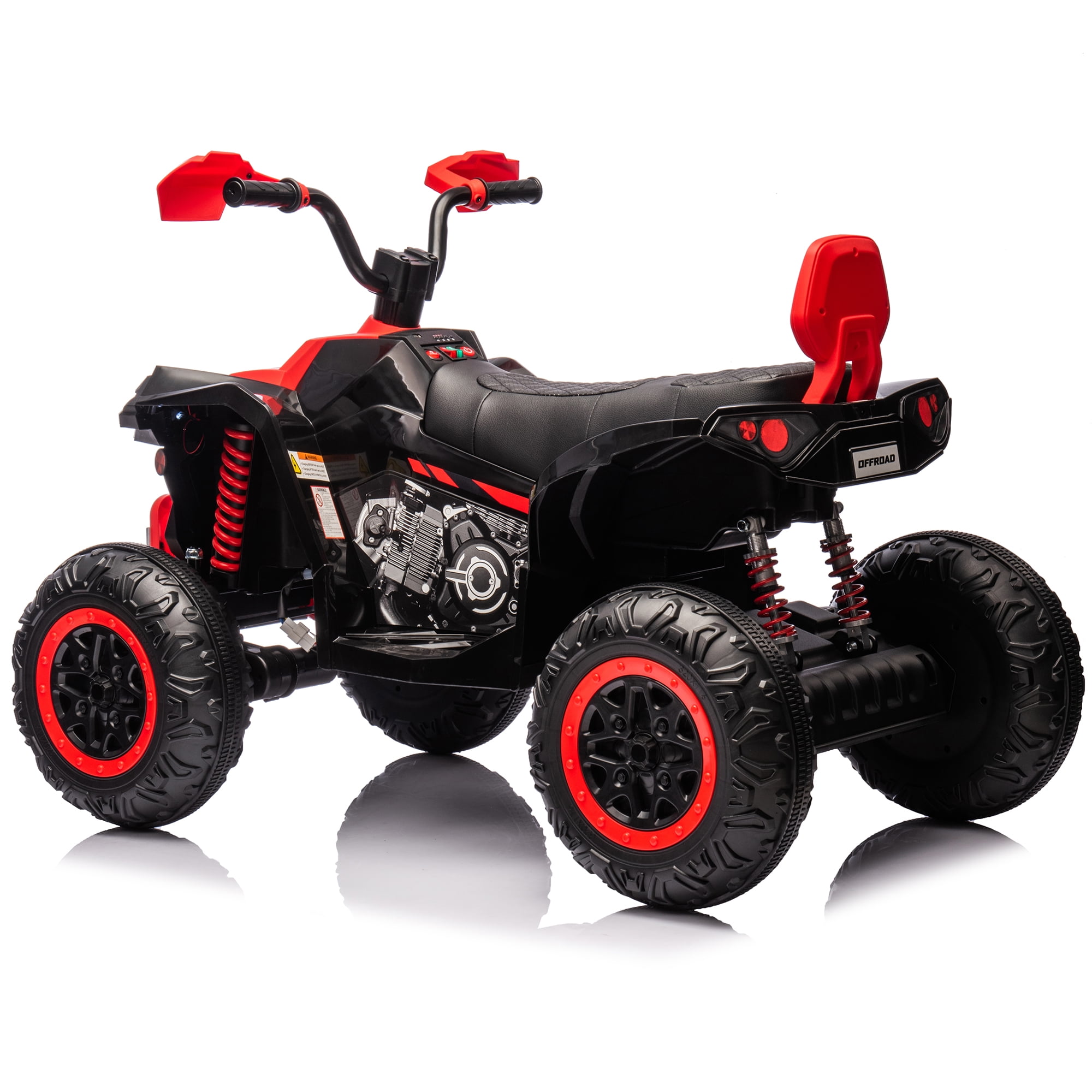 24V 2 Seater 4WD Ride on Toys ATV for Kids 4*200W 4-Wheeler Quad w/ MP3 LED Lights Music, Red