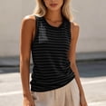 thumbnail image 6 of Karymi Tops for Women Trendy Horizontal Striped Crew Neck Wide Strap Tank Top, Shift Casual Sleeveless Camisole, Everyday Wear Tee Summer Tops, 6 of 8
