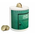 thumbnail image 2 of Teal Piggy Bank, Monochrome Vintage Wooden Local Irish Pub Rustic Door with Warning Phrase Culture Photo, Ceramic Coin Bank Money Box for Cash Saving, 3.6" X 3.2", Teal, by Ambesonne, 2 of 4