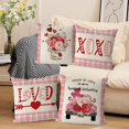 thumbnail image 5 of Valentines Day Pillow Covers 18x18 Inch Set of 4 XOXO Love Heart Holiday Truck Flowers Farmhouse Sofa Throw Pillowcase Cushion Case Home Decoration Wedding Anniversary Decor, 5 of 6
