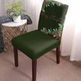 thumbnail image 3 of Chair Covers for Dining Room Set of 6,Merry Christmas Words on Green Stretch Seat Protector Removable Washable Chairs Slipcovers for Kitchen Banquet Wedding Hotel,Pine Cone Berry, 3 of 6