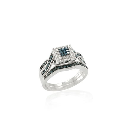 Blue Diamond Bridal Set Wedding Tips And Inspiration Blue Diamond Engagement Ring Set Wedding Vintage Style