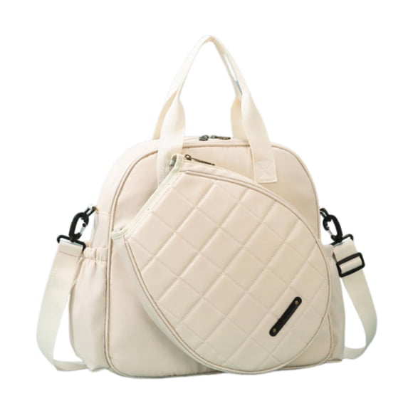 jinwen Tennis Racket Holder Bag with Removable Adjustable Shoulder Strap Tennis Bag Beige