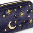 thumbnail image 2 of Práctica Bolsa De Maquillaje Cosmético,Bolsa De Cosméticos De Sol Y Estrellas De Luna Con Apliques Bordados De Terciopelo Azul Marino,Bolsa De Maquillaje Estrellada Con Borlas Y Cremallera De Per, 2 of 5