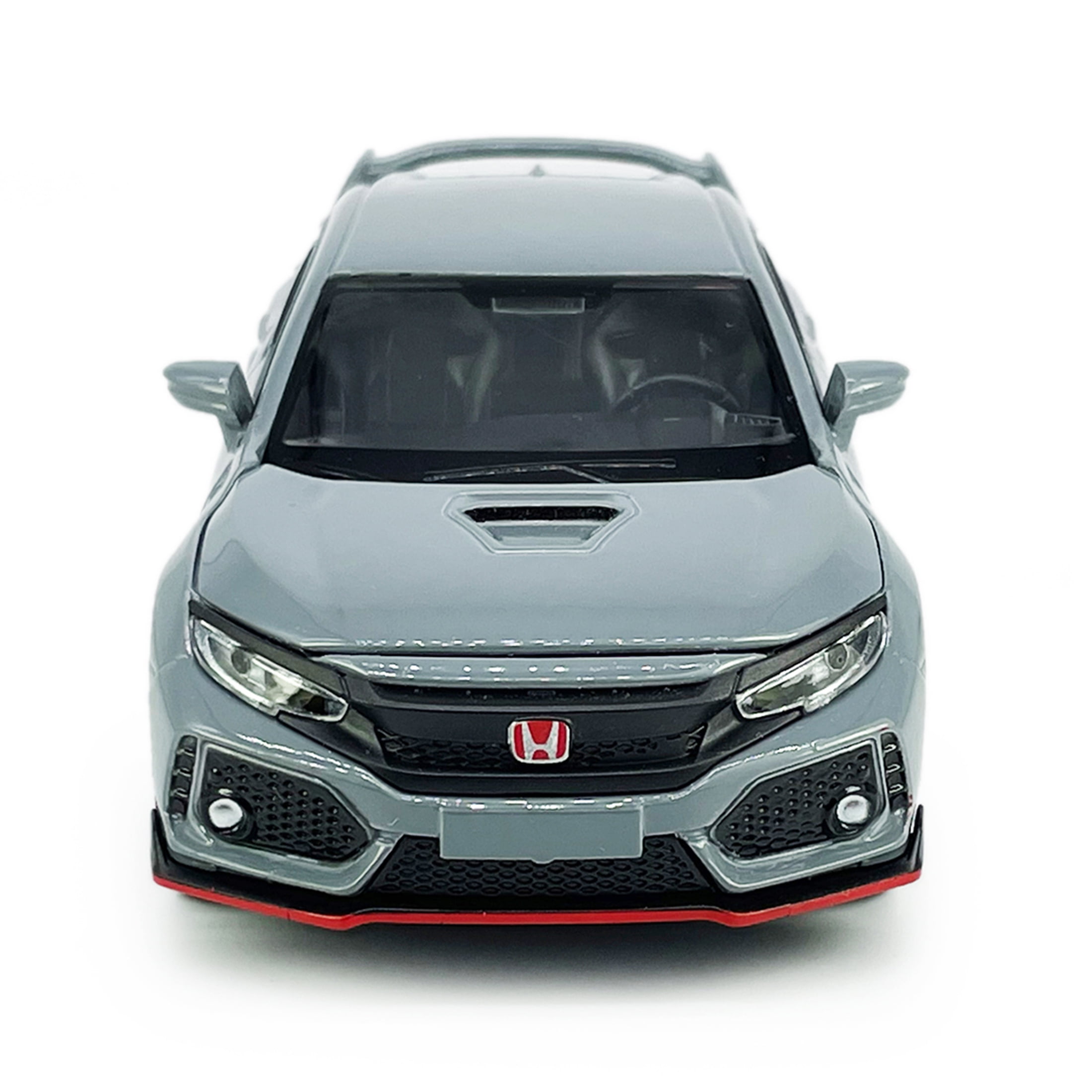 Civic Type R Hatchback Sports Diecast Car Model Toy Vehicle 1/32 Scale Metal Pull Back Friction Powered Vehicles Doors Open Light Sound Alloy Casting Toys Kids Boys Adults Birthday Gifts, Cement Grey