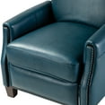 thumbnail image 6 of 14 Karat Home Genuine Leather Recliner Cigar Chair Modern Retro Armchair Birch Wood Legs Nail Head Trim Bedroom Set of 2 Turquoise, 6 of 10