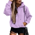 thumbnail image 2 of Womens Hoodies Half Boutton Drawstring Hooded Sweatshirts Lightweight Pullover Tops With Pocket, 2 of 6