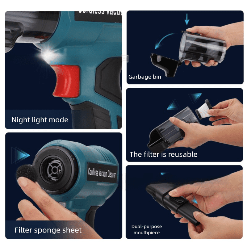 Cordless Handheld Vacuum Cleaner for Ma*kita 18V Battery, Wet Dry Use,Wireless Handheld Vacuum for Car,Home, Boat,Workshop, Pet Hair, Furniture Cleaning (Tool Only No Battery)