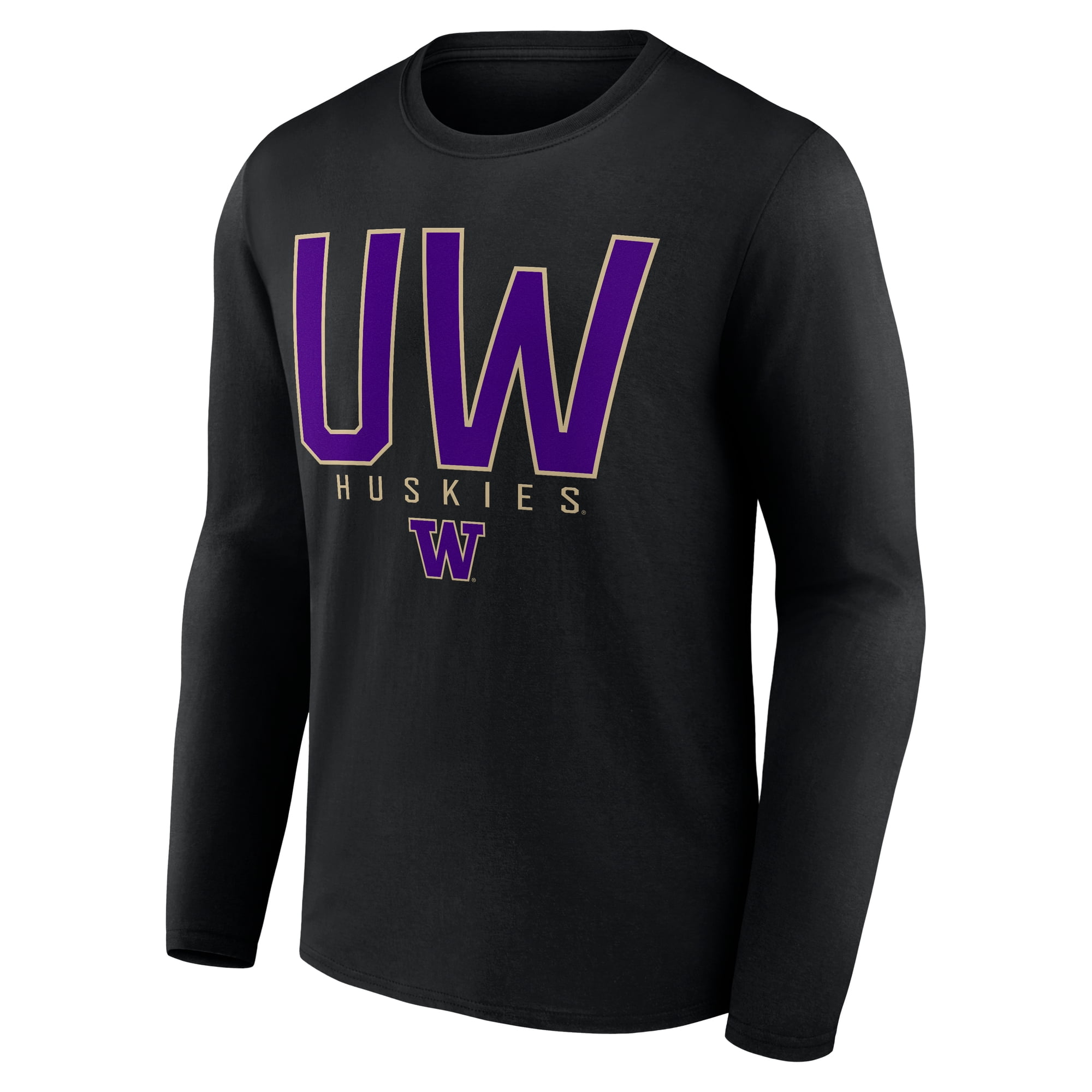 NCAA Washington Huskies Men's Cotton Black Long Sleeve T-Shirt