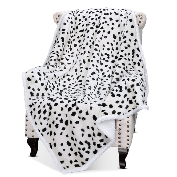 Catalonia Sherpa Fleece Throw Blanket, Soft Plush Couch Blanket, TV Bed Blanket, Comfy Warm Heavy Throws, Comfort Caring Gift, Cheetah White, 50"" x 60""