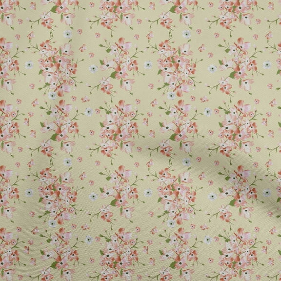 oneOone Viscose Jersey Light Olive Green Fabric Watercolor Floral Craft Projects Decor Fabric Printed By The Yard 60 Inch Wide