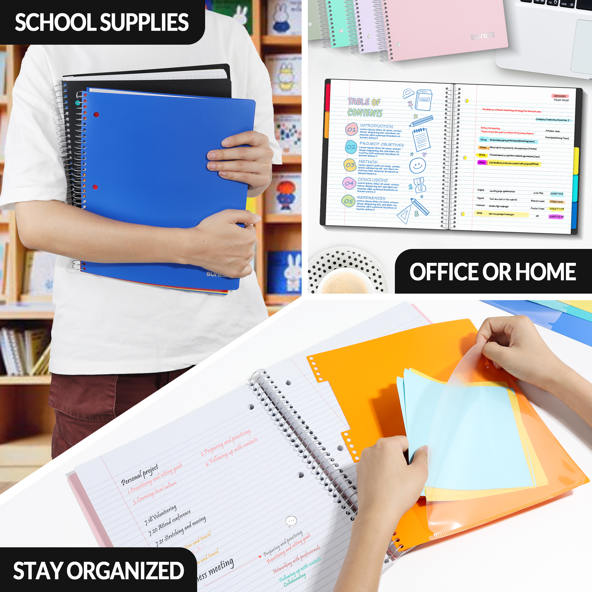 Sunee 5-Subject Spiral Notebook, College Ruled, 400 Pages photo 5
