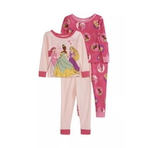 Disney Princess Toddler Girl's 4-Piece Pink Cotton Character Pajama Set, Size 4T