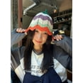 thumbnail image 3 of LinYooLi Pumpkin Knit Handmade Crochet Bucket Hat for Women Striped Colorful Foldable Floppy Chunky Beanie Cap, 3 of 7