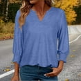 thumbnail image 2 of Women's 3/4 Sleeve V-Neck T-shirts Ruffle Summer Casual Tops, 2 of 9