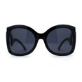 thumbnail image 1 of Womens Oversized Thick Plastic Unique Wavy Arm Butterfly Sunglasses All Black, 1 of 5