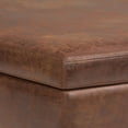 thumbnail image 2 of Simpli Home Owen XL 40 inch Wide Solid Wood Coffee Table Storage Ottoman, Distressed Pecan Brown, 2 of 6