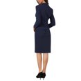 thumbnail image 3 of Conjuntos de Traje INSPIRE CHIC para Mujeres, 2 piezas, Blazer de Trabajo Sólido con Escote en V, Vestidos L Azul Oscuro, 3 of 5