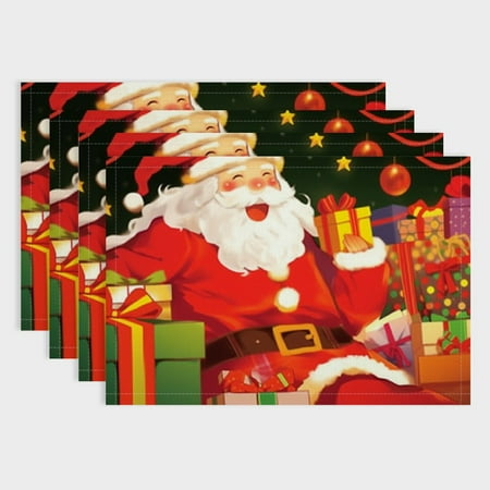 

Fenyluxe Christmas Placemats Claus Place Mats Merry Christmas Table Mats Christmas Theme Kitchen Placemats for Indoor Outdoor Christmas Party Dining Table Decoration 18x12in