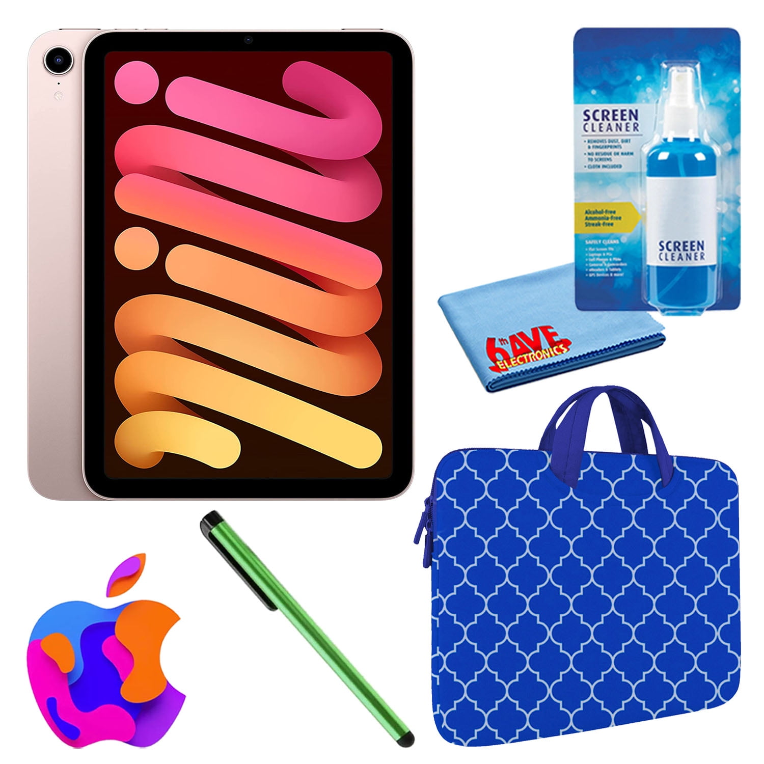 Apple iPad Mini 6 (2021, 64GB, WiFi, Pink) (MLWL3LL/A) Bundle with
