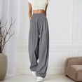 thumbnail image 2 of Jamsmile Womens Pants Casual High Waisted Loose Wide Leg Trousers Comfortable Elastic Waist Vacation Summer Loose Flowy Pants, 2 of 6
