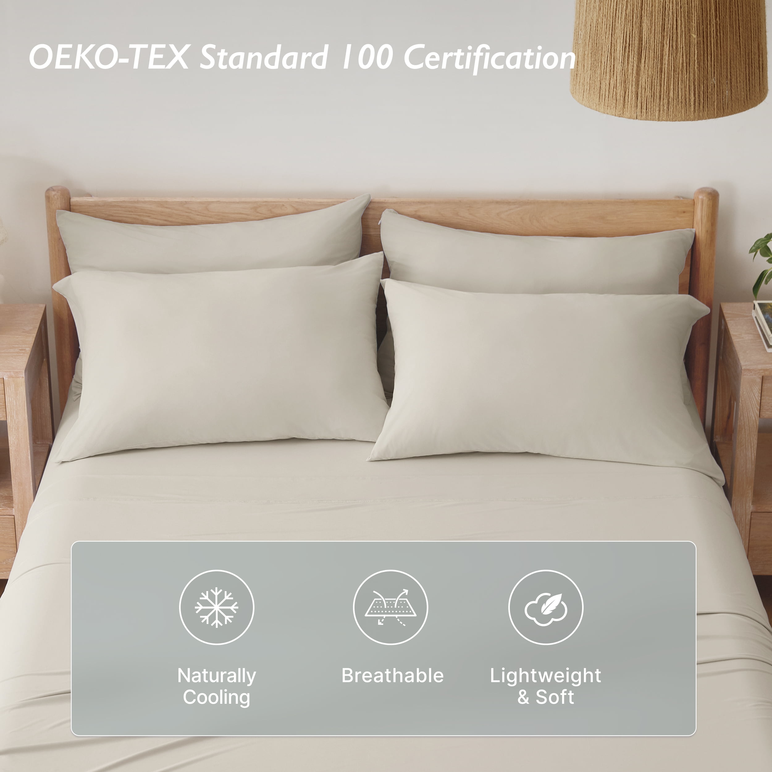 Breescape Essentials 4-Piece  B-Cool Cooling Bed Sheets Set, Taupe, King
