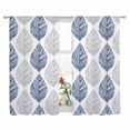 thumbnail image 2 of Navy Blue Grey Leaves Semi Sheer Window Curtains 72 Inches Long, Summer Tropical Plant Aesthetics Rod Pocket Voile Silky Chiffon Curtain Light Filtering Drapes for Living Room, 52"x72", 2 Panels, 2 of 9