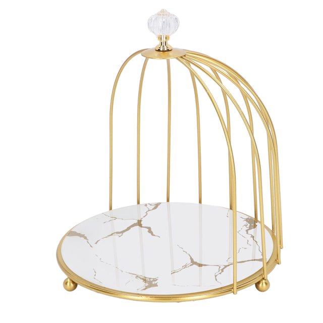 Countertop Organizer, Cosmetics Storage Shelf Rack with Birdcage Design, Iron and Glass Material, for Bathroom Bedroom