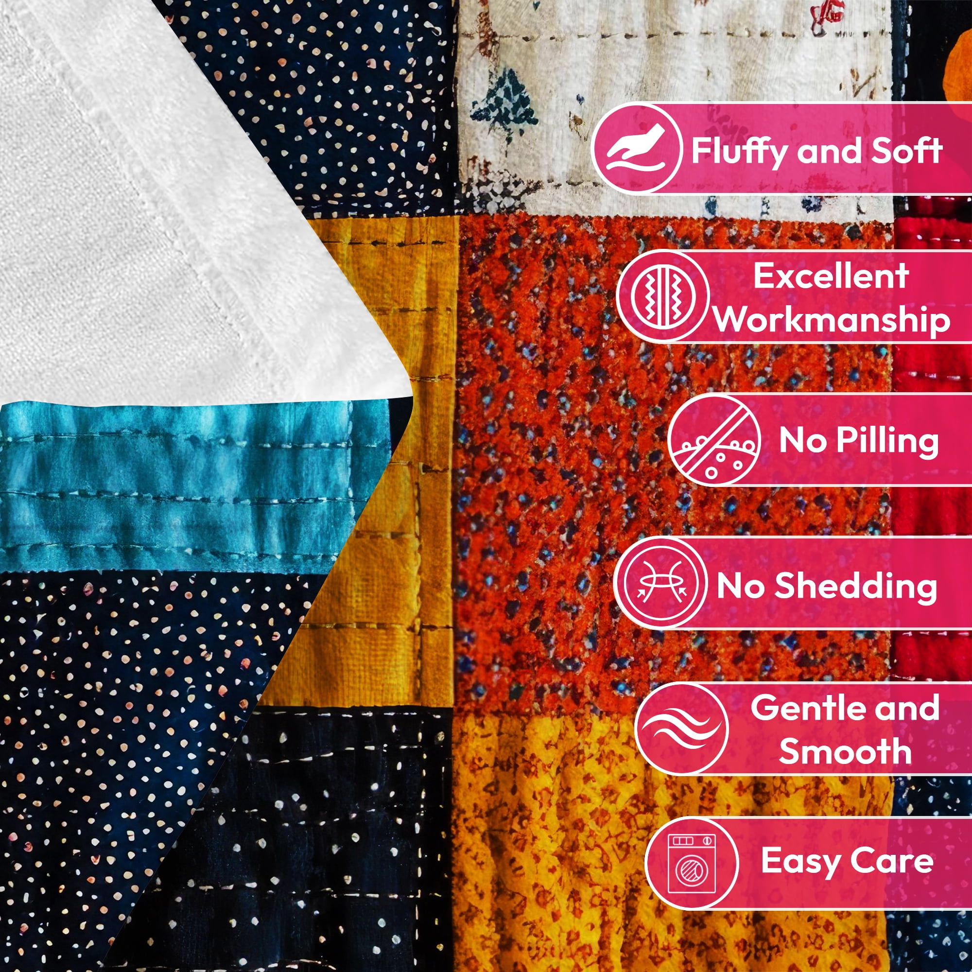 Flannel Fleece Throw Blanket, Soft Large Throw Blanket, Lightweight Cozy Plush Throw Blanket Fit Sofa Bed, 30"x40", Patchwork Floral Pattern