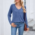 thumbnail image 4 of Ounisa Women Tops Long Sleeve Shirts V Neck Loose Fit Soft Casual Solid Color T Shirts Fall Clothing Sweatshirts Sweater Pullover, 4 of 8