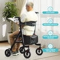 thumbnail image 4 of COSYWILL Aluminum Rollator Walker with Seat,Height Adjustable Mobility Walker with 8" Wheels,350 lb Weight Capacity,Black, 4 of 8