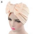 thumbnail image 2 of SPRING PARK Adult Women Solid Color Stretchy Turban Cancer Chemo Cap Bowknot Pleated Headwrap Hair Hjab Hat, 2 of 4