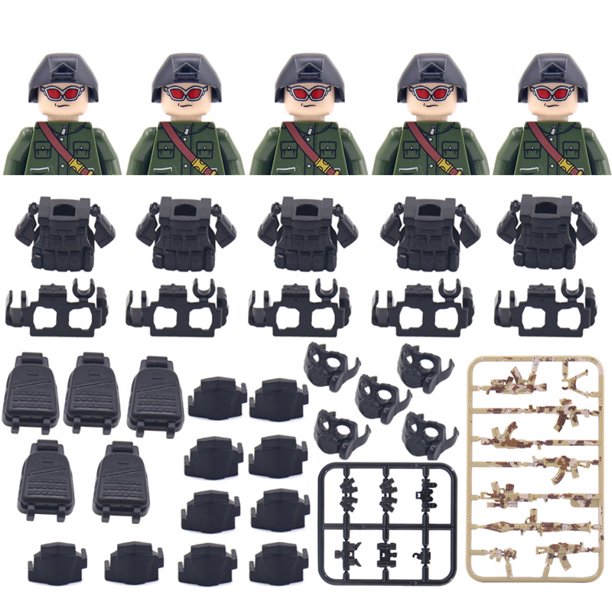 Bloques de construcción militares para niños, figuras de soldados de las Fuerzas Especiales fantasma, accesorios de bandoleras, mochilas de pistola, chalecos, cinturones, armas, juguete