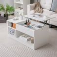 thumbnail image 4 of Costway Mesa de Centro con Tablero Elevable Mesa de Té Moderna Compartimentos Abiertos y Ocultos para Sala de Estar 100 x 50 x 45-59 cm Blanco, 4 of 9