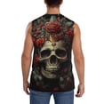 thumbnail image 4 of Balery Classical Rose Crown Skull Camisetas sin mangas para hombre, absorbe la humedad y protege contra el mal olor.-X-Large, 4 of 7
