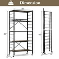thumbnail image 3 of Costway Étagère Pliante à 5 Niveaux Design DIY Gratuit Unité d'Étagères avec 4 Roues Universelles Cuisine Noir, 3 of 10