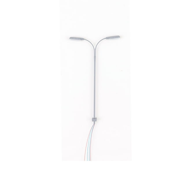Billuyoard Modelo de lámpara de vía férrea para interior y exterior, paisaje de autoensamblaje, Mini luces de 2 cabezales, escena de DIY, poste de Artesanía (1:100) (Luz blanca) Billuyoard HA066717-03
