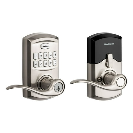 Kwikset SmartCode 917 Tustin Electronic Lever Doorknob with SmartKey Satin Nickel