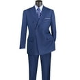 VINCI Men's Blue Pinstripe DoubleBreasted 6Button Classic Fit Suit
