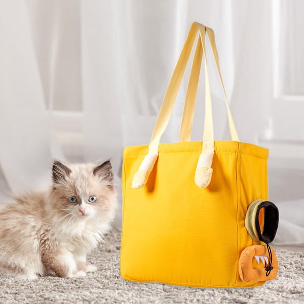 Transportín para gatos, transportador de mascotas suave con correa para el hombro, suministros para mascotas, bolso de mano para mascotas, bolso de , amarillo