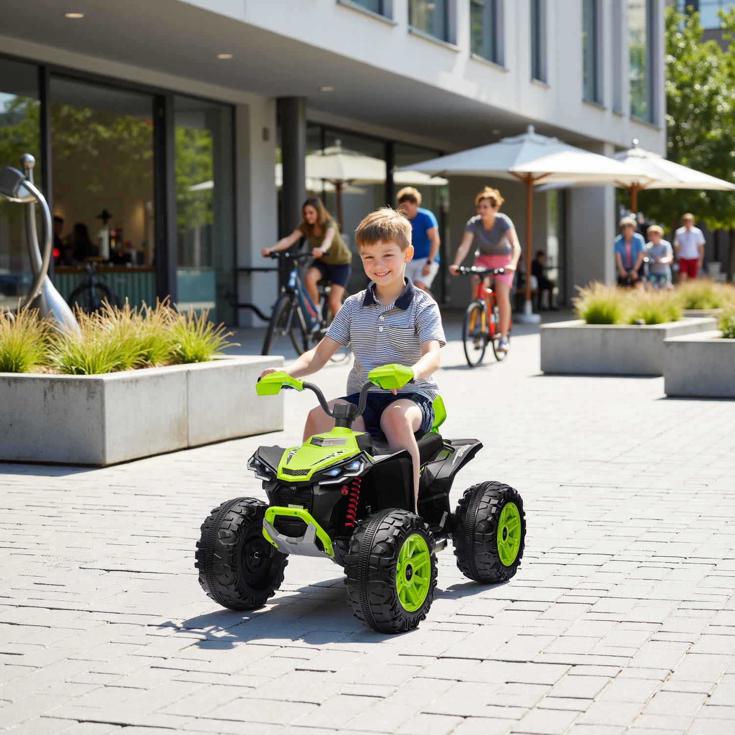 MUKIDY 24V Kids ATV 4-Wheeler, 24 Volt Ride on Toy for 3-8 Kid w/ 2x200W Motor, 5Mph Max Speed - Green