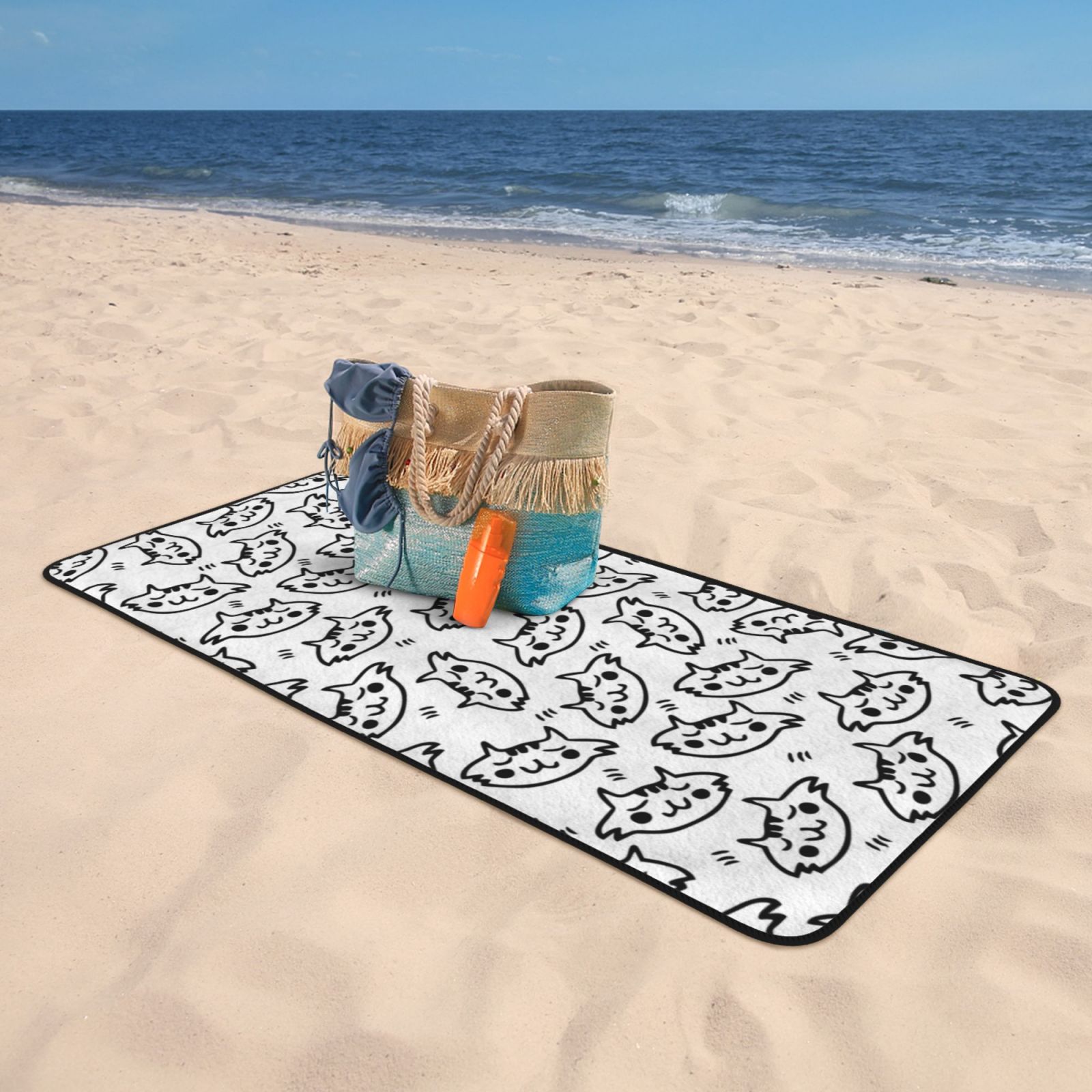 Cotton Bath Towels for Bathroom - Classic Line Cat Face Microfiber Quick Dry Towels for Body Bath Sheets, Personalized Beach Towel, Soft Shower Towels for Travel Home Beach 27*55in