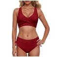 thumbnail image 1 of YuYuBao Women Swimsuits Bikinis Two Piece Retro Ruched Push Up Padded Top High Waist Bottom Bikini Beach Bathing Suits, 1 of 6