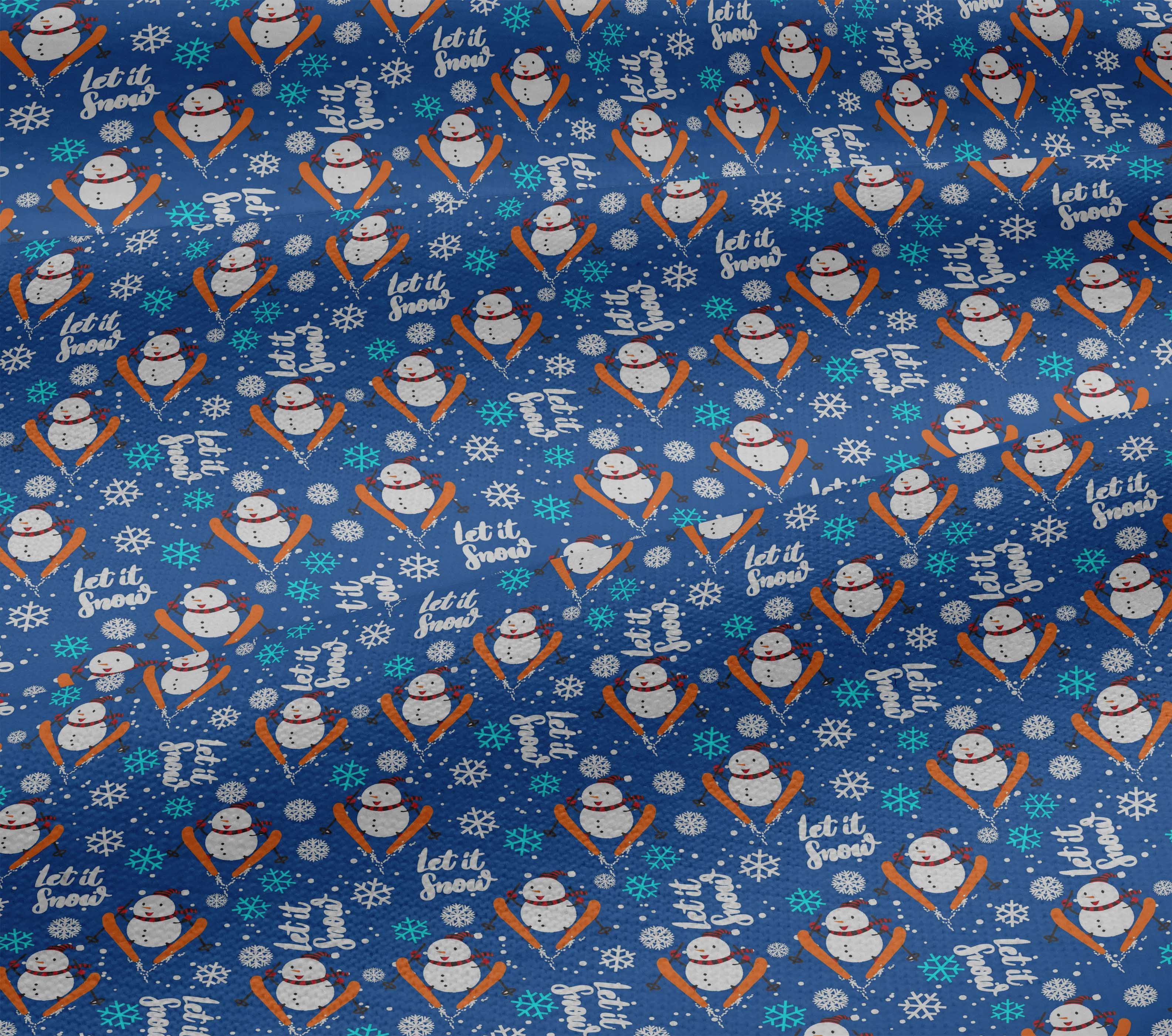 oneOone Cotton Jersey Blue Fabric Christmas Dress Material Fabric Print Fabric By The Yard 58 Inch Wide