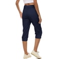 thumbnail image 5 of LEEYNEER Womens Cargo Capris with Pockets Casual Drawstring High Waist Straight Leg Loose Fit Cropped Sweatpants Summer Workout Joggers S-5XL, 5 of 5