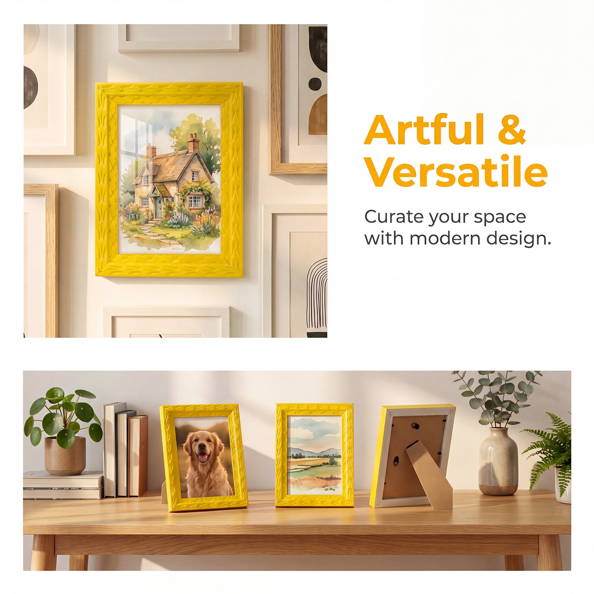 Unique Bargains Dopamine Colorful Funky Picture Frame Yellow 5" x 7"