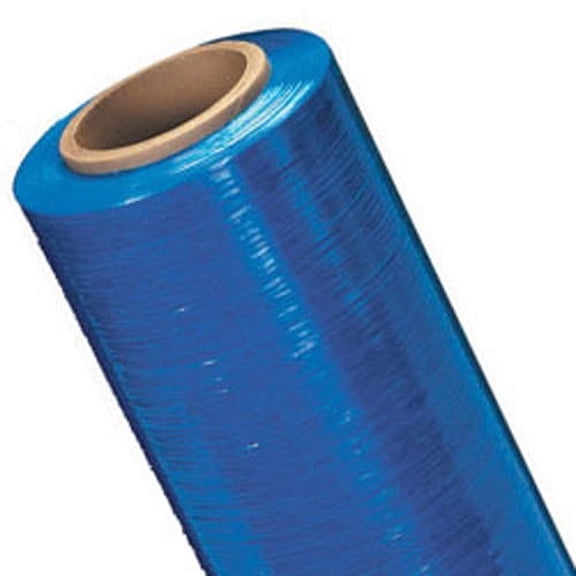 CWC Hand Grade Stretch Film - 80 Gauge, 18" x 1500', Blue (Pack of 4 rolls)