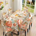 thumbnail image 2 of TSOVTHRID Bird Peony Rose Flower Print 7 Pcs Table Cloth with Chair Covers Set Easy-Clean Elastic Rectangle Tablecloth with Seat Slipcover Set for Home Restaurant Hotel Decor, 2 of 6