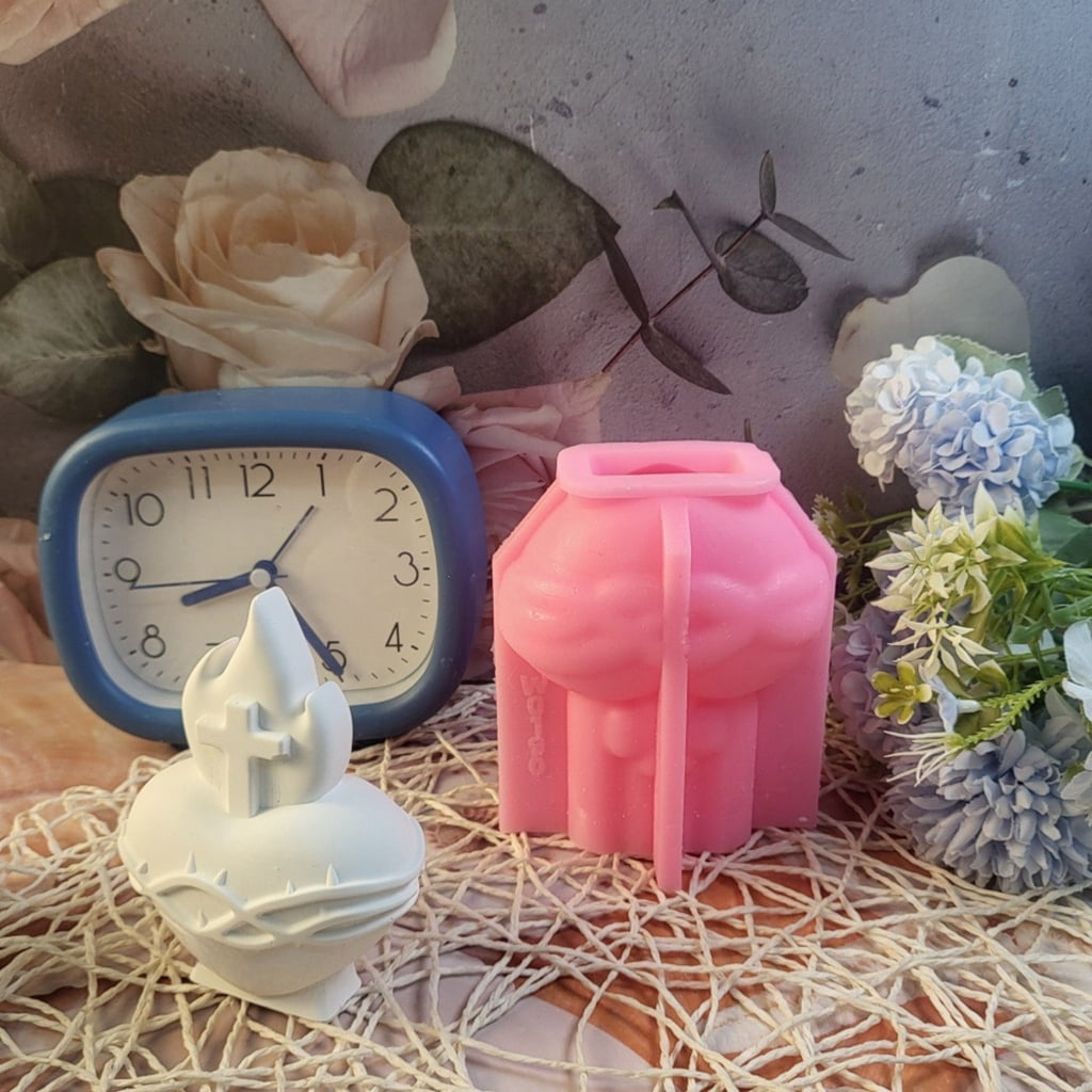 Aurgiarme Flexible Silicone Mold Candle Moulds 3D Heart Pattern Resin Mold Handmade Art Supplies Suitable for Room Decorations