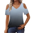 thumbnail image 2 of Printed Tunic Tops for Womens off the Shoulder Short Sleeve T Shirts Slim Fitted Tunic Blouses Summer Basic Boho Dressy Cute Tops 2025, 2 of 7